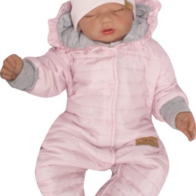 Z&Z Prešívaný dvojvrstvový overálok s kapucňou a volánikom, sv. ružový, veľ. 86