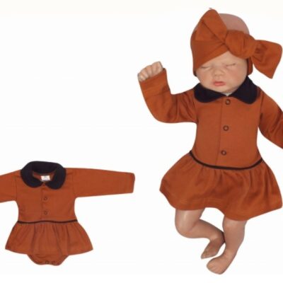 Z&Z Sukničkobody dlhý rukáv s golierom - čokoládá