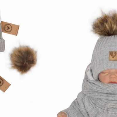 Z&Z Zimná čiapka 3v1 + komín, sivá