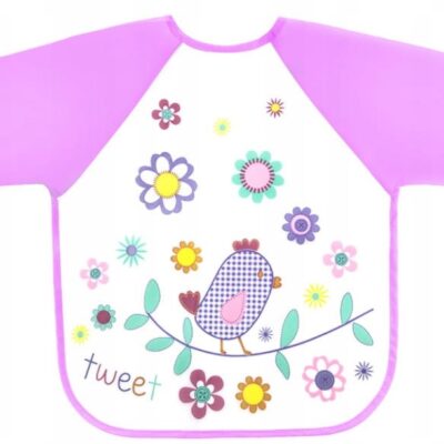 Nepremokavý podbradník Ptáčik (lila)