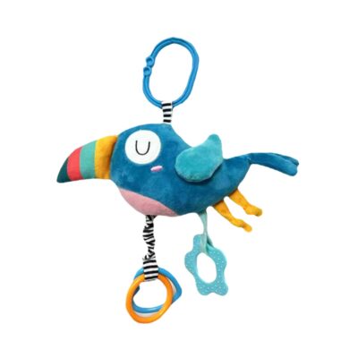 Závesná edukačná hračka s melódiou a s hryzátkom - Tukan