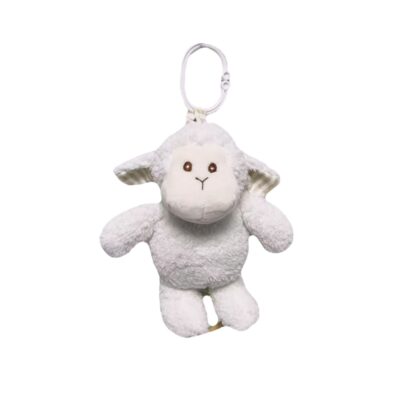 Závesná plyšová hračka s melódiou, Ovečka, 18 cm - smotanovo biela