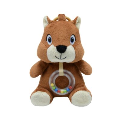 Závesná plyšová hračka s melódiou, Veverička, 20 cm - hnedá