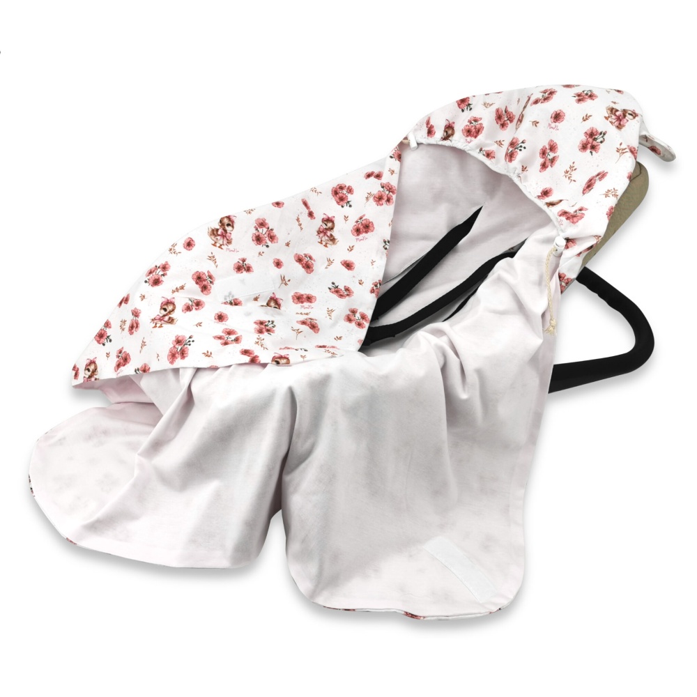 Zavinovacia deka s kapucňou bavlna, 90x90cm, Kačičky - biela, ružová