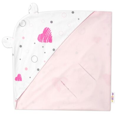 Zavinovacia deka s kapucňou, bavlna + jersey, I love Girl Baby Nellys, ružová