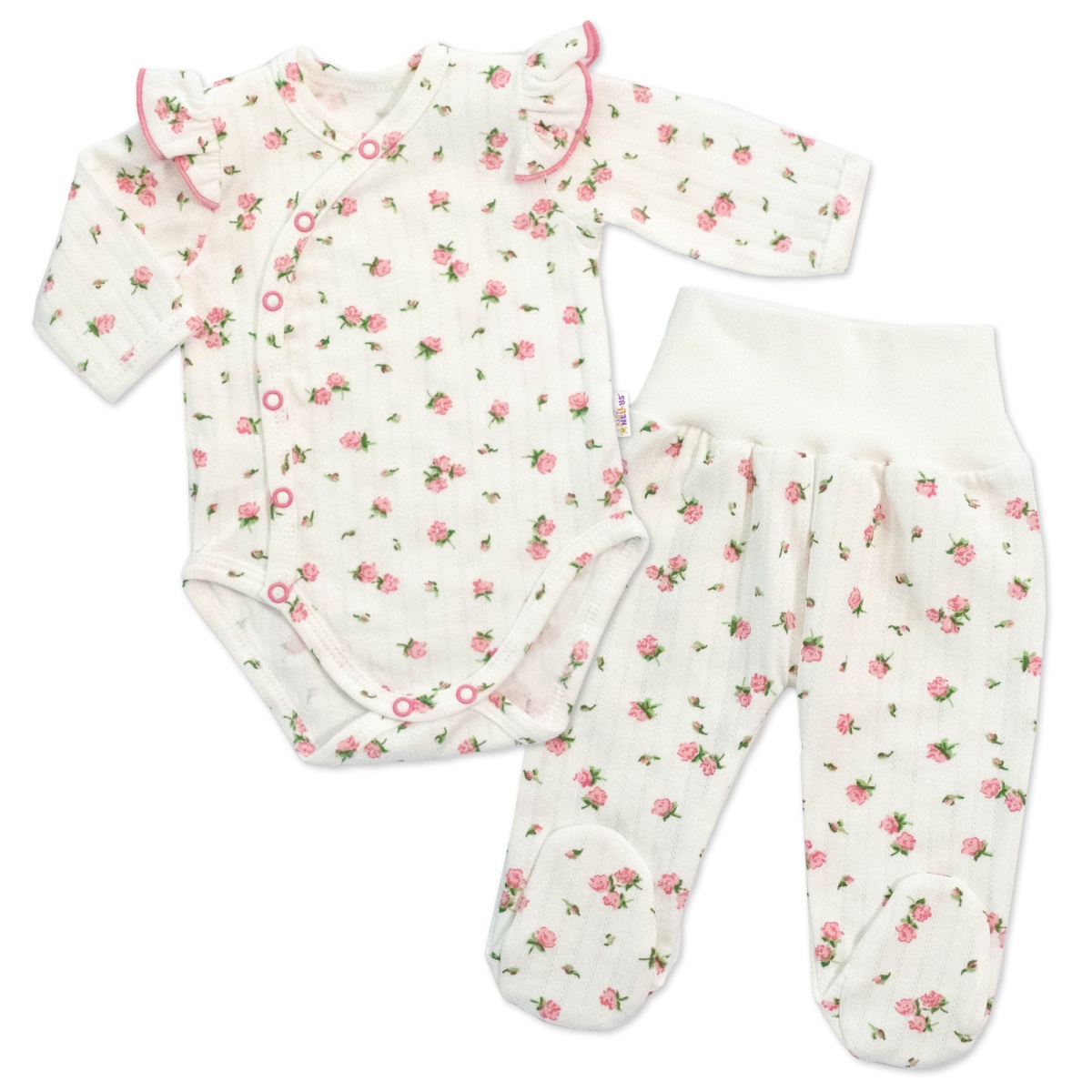 Zavinovacie body + polodupačky, 2D sada, Amélia, biela/ružová