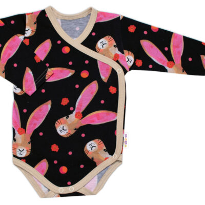 Zavinovacie dojčenské body Bavlna, Zajačik Baby Nellys, granát, veľ. 62