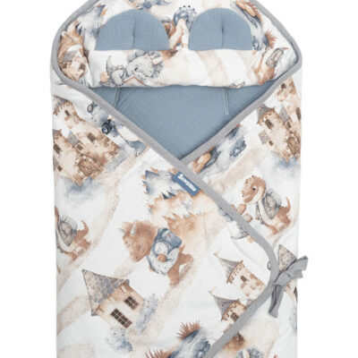 Zavinovačka 2v1 do autosedačky, kočíka, mušelín, bavlna - Dráčik modrý, jeans