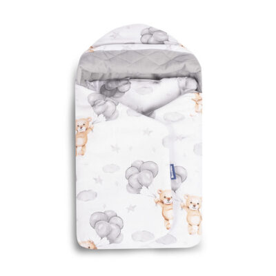 Zavinovačka 2v1 do autosedačky, kočíka, mušelín, bavlna, Medvedík, šedá