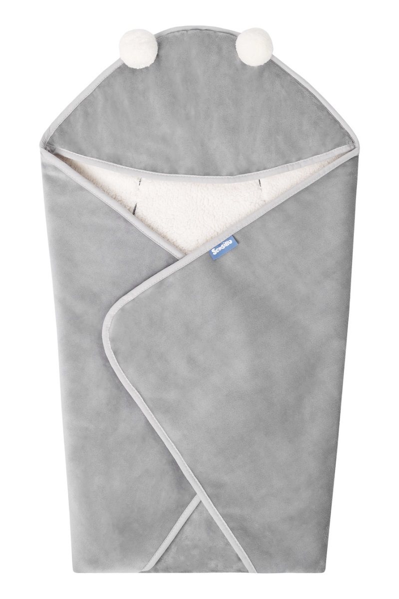 Zavinovačka do autosedačky plyšová, 75x75cm - šedá