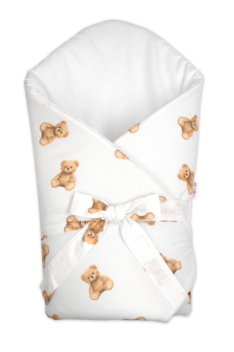 Zavinovačka na zaväzovanie, bavlna - Míša, biela s potlačou