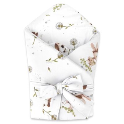 Zavinovačka na zaväzovanie, LUX SOFT, bavlna, Kocúrik a púpava - biela