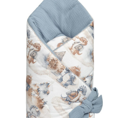 Zavinovačka pre bábätko, mušelín, bavlna - Dráčik modrý, jeans