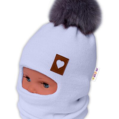 Zimná čiapka/kukla Love s brmbolcom (sv. modrá)