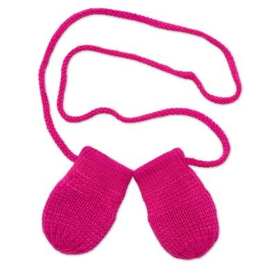 Zimné pletené rukavičky (ružové/malinové)