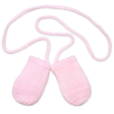 Svetloružové zimné pletené rukavičky