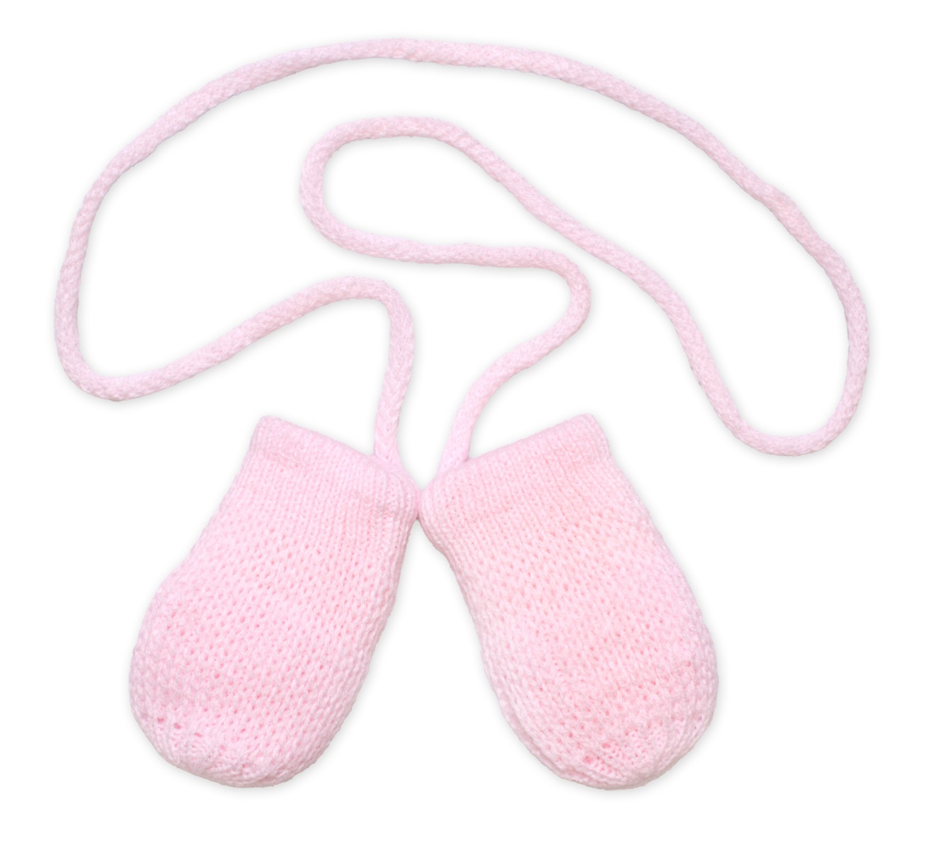 Svetloružové zimné pletené rukavičky