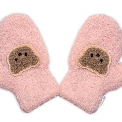 Zimné rukavičky, Macko, púdrové, 98/104