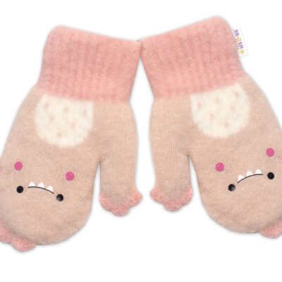 Zimné rukavičky s kožúškom Dino, Baby Nellys, bežové, 104/110