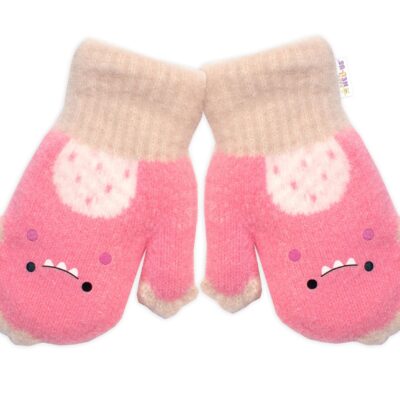 Zimné rukavičky s kožúškom Dino, Baby Nellys, ružové, 104/110