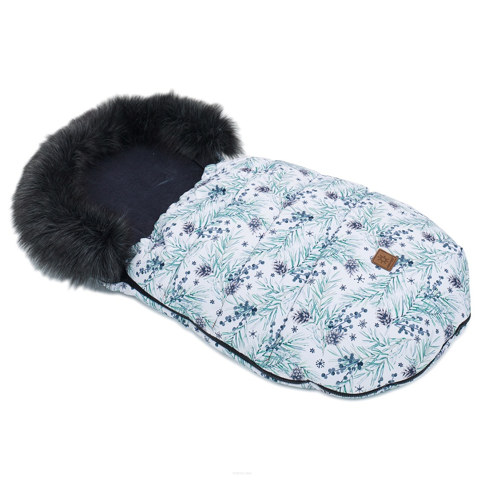 Zimný fusak Lux s kožušinkou, Borovica, 50 x 100cm - grafit/zelená