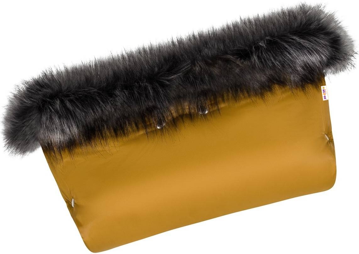 Baby Nellys: Zimný rukávnik s kožušinou (horčicový)